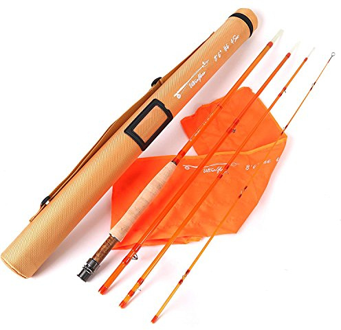 MAXIMUMCATCH Glasfaser Fliegenrute Blau Orange Weiß Lila Fliegenfischen Rute in 7’/8’/8’6’’, 3/5/6wt, 3/4 Teile (Orange, 8'6'' 6wt 4 Teile)