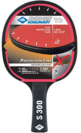 Donic-Schildkröt Tischtennisschläger Protection Line S300, mit Schutz gegen Belag-Abzupfen, 1,0 mm Schwamm, Jade - ITTF Belag, 703054, Schwarz