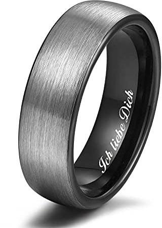 Zakk Bague de fiançailles en tungstène pour homme et femme bagues de fiançailles mariage Promesse 6mm 8mm (Noir 6mm,57 (18.1))
