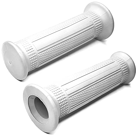 cyclingcolors Poignée Moto 22mm (7/8) 24mm (1) Caoutchouc Anti-dérapant Universel fermée Scooter cyclomoteur Vintage (Blanc)