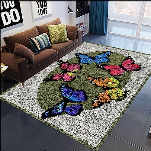 Kayziu Knüpfteppich zum Selber Knüpfen-KnüPfen set Erwachsene mit Haken KnüPfset Teppich selbst machen zu Hause Büro vor Tür KnüPfen set Teppich Knüpfen set Erwachsene.