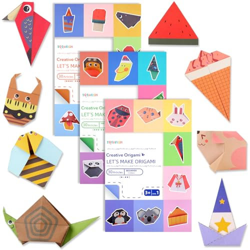 Origami Papier für Kinder，90 Muster Faltpapier mit Bastelanleitung, 210*140MM Doppelseitig Quadratisch Origami Papier für Jungen und Mädchen von 3–12 Jahren，Geburtstagsgeschenk Vorschul-Lernspielzeug