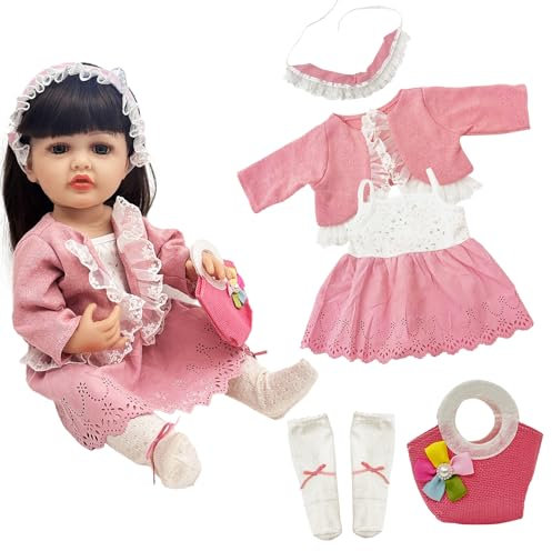 Vêtements de poupée 50-55 cm pour poupées de bébé, robe mignonne en coton tenue Re Born poupée vêtements et accessoires pour bébé, cadeaux pour filles garçons