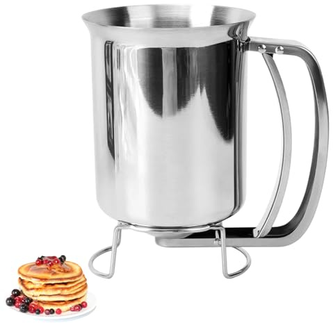 Dispenser per pancake per pastella, dispenser per pastella in acciaio inossidabile, 900 ml, imbuto per torte, versatore per pasticceria, cupcake, muffin, crêpes e cialde