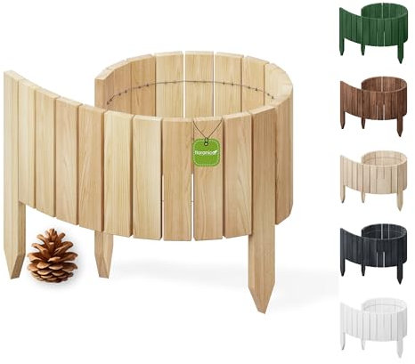 Floranica Flexibel bäddkant impregnerad 100 cm (kan kortas) rabattkant trä av furu Trädgårdsstaket Palisadstaket Trästaket Dekorativt staket Rollboarder Bäddstaket, Höjd:30 cm, Färg:Natur