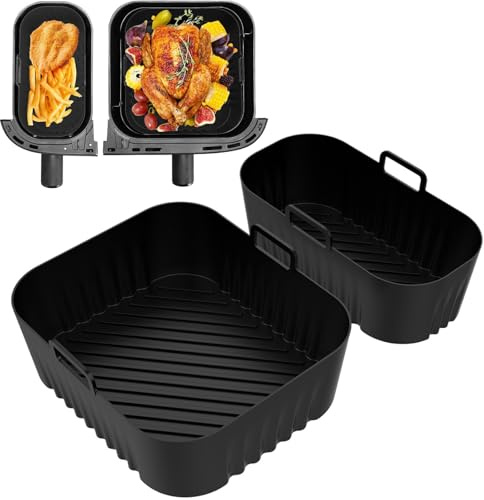 MEOAlBkey 2-Pack Reusable Silicone Liners for Philips,Dual Basket Air Fryer 3000 Series (3L/6L) – Dishwasher Safe Non-Stick Air Fryer Accessories​