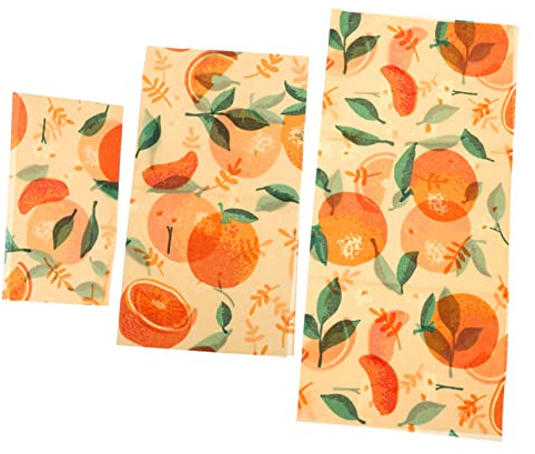 PRETYZOOM Pellicole Di Cera D’api Ecosostenibili Per Alimenti, Panni Per Conservare Freschezza, Set Da 3 Fogli Riutilizzabili Per Avvolgere Cibo e Frutta in Cucina