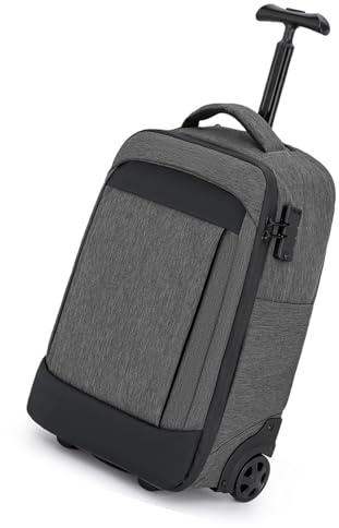 Zunate Vacuum Rolling Backpack with Customs Password Lock, Water Proof Trolley Backpack with Wheels, Low Noise, Travel Rolling Laptop Backpack for Luggage, Business and Commuting (Grey)