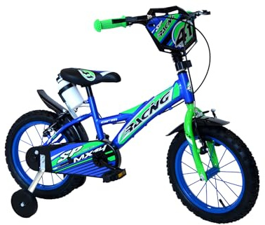 Generico Bicicletta bambino 14 pollici con stabilizzatori Da 3 a 5 anni 95-100 cm