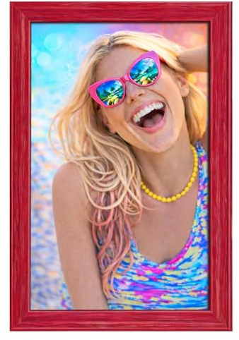 eacommerce Cornice Colorata in legno di pino Portafoto mod. AURORA per poster puzzle (Rosso, 20x30 cm)