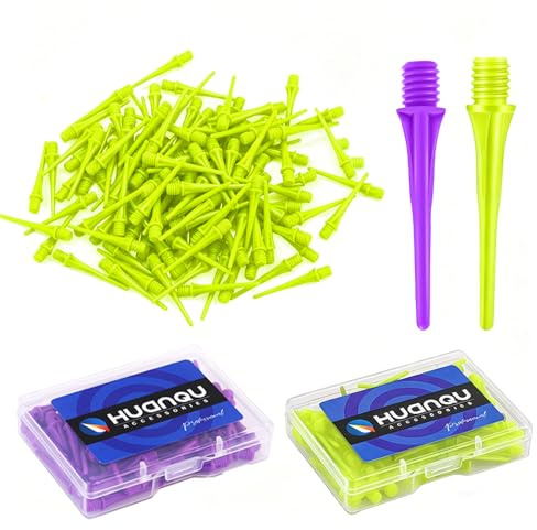 HUANQU 200pcs Dart Points Soft Tip Dart Tips with 2 Storage Cases, 2BA Replacement Dart Points for Soft Tip Darts, Soft Tip Darts Board, Darts for Electronic Dart Board, Durable Darts Accessories