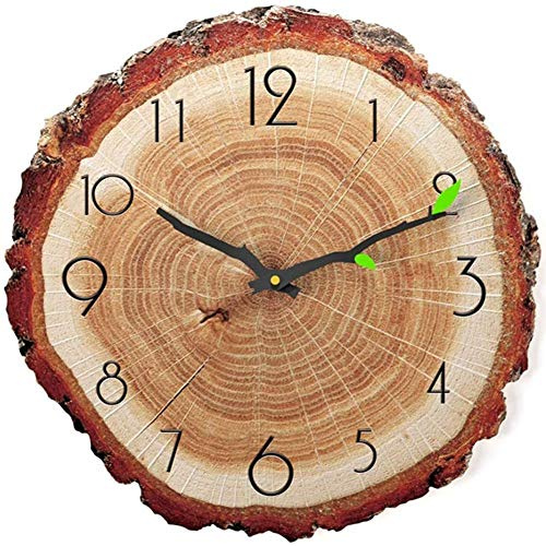 NGDFGR Reloj de pared para exteriores, anillo anual de jardín, reloj de pared silencioso de madera, adecuado para jardín, patio, patio