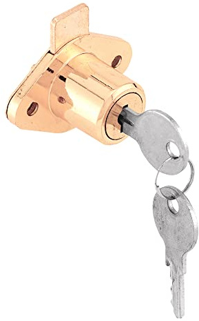 Prime-Line U 9947KA Diecast Drawer and Cabinet Lock, Brass Plated