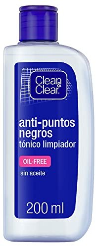 Clean & Clear Tónico facial limpiador anti puntos negros e impurezas, suave exfoliante facial para el cuidado del rostro, limpiador facial sin aceites, 1 x 200 ml