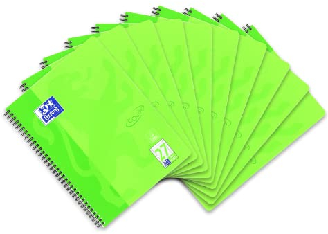 Oxford Touch Collegeblock A4 liniert mit Doppelrand, 80 Blatt, grün, 10 Stück