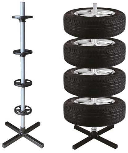 Start - Support Vertical pour Pneus, Porte-Pneus, Organisation Garage, Rangement Efficace, Compatible avec Diverses Tailles de Pneus, Solution Gain de Place, Métal Robuste