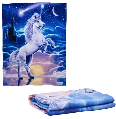 Dawhud Direct Unicorn Throw Blanket - 50x60 Inches Soft Plush Unicorn Fleece Blanket for Girls and Boys - Cozy Unicorn Kingdom Plush Throw for Bed or Couch - Thoughtful Gift for Kids and Adults