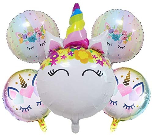 DIWULI Einhorn Ballon-Set 5-teilig - Unicorn Mädchen Geburtstag