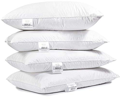 H&F | 4er Set Premium Qualität | Kopfkissen 50x70 cm | 1000 gramm Daunen, Gänsedaunen | 100% Natur Dreikammer Kissen | Bezug: 100% Baumwolle | 3 Kammer Daunenkissen 50x70x20 cm | OEKO-TEX zertifiziert