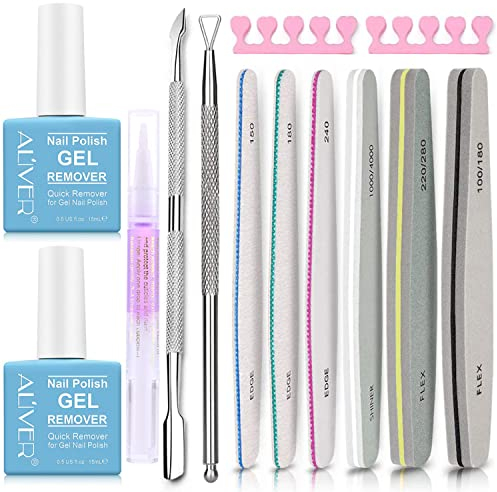 Magic Nagellackentferner Für Gelnägel,Gel Entferner für Gelnägel,Nagelfeile Set mit Nagelhautschieber Edelstahl,Professioneller Magie Tränken-Off Gel Nagellackentferner zum Tränken,Gel Polish Remover