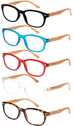 EFE Reading Glasses for Men Fashion Magnifying Glasses for Book Phone Computer with Spring Hinge Wood Pattern Reading Glasses Set(Mix Colour, 3.0)