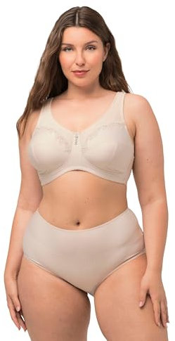 Ulla Popken Damen Entlastungs-BH, ohne Bügel, Strassanhänger, Cup C - G BRA, perlweiß, 120F