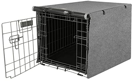 Seiyierr Housse de cage pour chien à double porte, housse de niche pour chien en métal, housse de cage légère en polyester 600D pour intérieur/extérieur (convient aux cages métalliques de 61 cm, 76