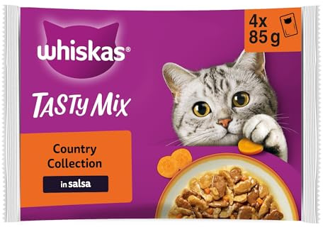 WHISKAS Tasty Mix Comida húmeda en Salsa Gatos Adultos Col. Country - 13 x 4 bolsitas x 85g