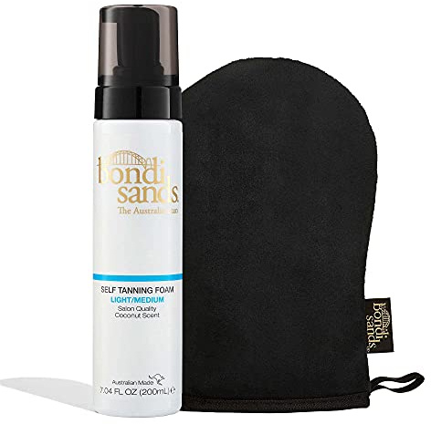 Bondi Sands Light/Medium Self Tanning Foam + Application Mitt | Includes Lightweight Sunless Foam + Reusable Mitt for a Flawless Finish ($30 Value)