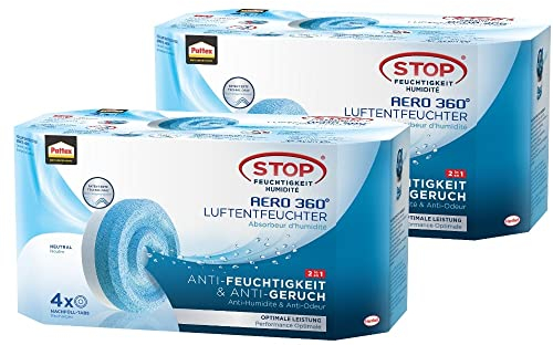 Pattex AERO 360° Neutral Tabs Nachfüllpack 2er-Set (2x 4er-Pack), reduzieren Feuchtigkeit und schlechte Gerüche, Nachfülltabs für den Luftentfeuchter AERO 360°