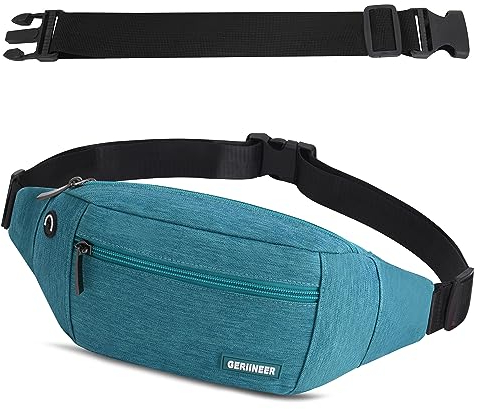 Bauchtasche Gürteltasche mit Einem 30 cm Verlängerten Gürtel Damen und Herren Bauchtasche Geeignet für Reise Sport Running und Alle Outdoor Aktivitäten Hüfttasche Damen Herren Sport (Blaugrün)
