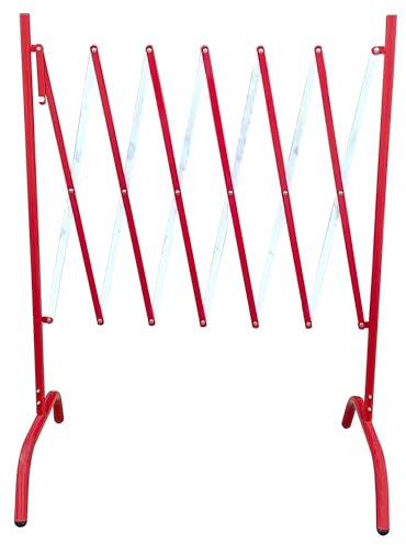 PAL | Valla extensible de hierro roja y blanca. Fácil almacenamiento y transporte debido a sus reducidas dimensiones una vez cerrada (1- Valla)