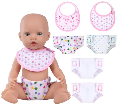 Aolso Puppenzubehör Windel, 6 Stück Puppenzubehör Windel-Babypuppenwindeln, Windeln für Baby Puppen, Babypuppenwindel-Set, wiederverwendbar für mehrere Zwecke (rot/grün/weiß/rosa)