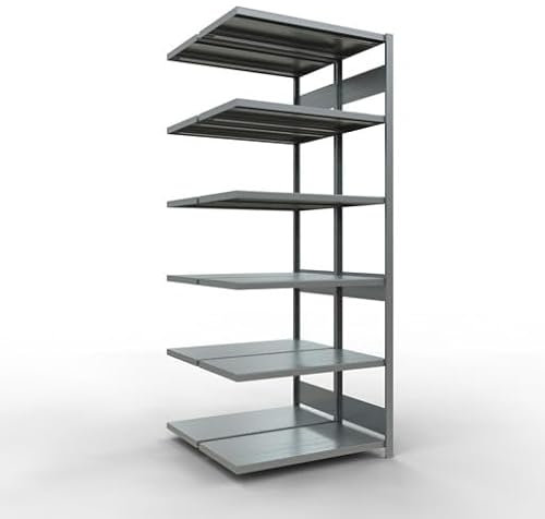 qpool24 Anbauregal, Doppelregal, Fachbodenregal Stecksysem MULTIplus250, 2500 x 1000 x (2x500) mm (HxBxT), 2x6 Fachböden, Längenriegel, verzinkt