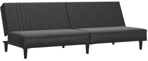 vidaXL Sofá Cama de 2 plazas Cuero sintético Negro