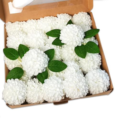 BestAlice 25st Hydrangea Konstgjorda Blommor, Naturtrogna Stora Hortensiablommor Real Touch Hortensia Hortensia Blommor med Stjälkar, för Bröllop Brudbukett Hem Party Dekoration(Vit)