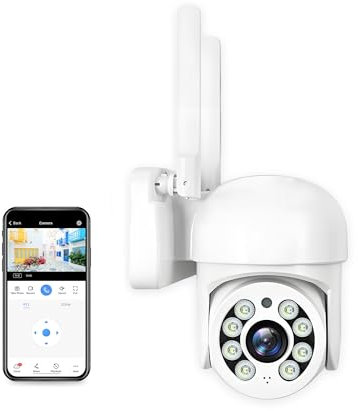 SECUEYE Caméra dôme 2 MP WiFi 2,4 GHz 5 GHz Pan/Inclinaison/Zoom Suivi automatique Déction humaine Couleur Nuit IP65 Étanche 24h/24 et 7j/7 Sécurité extérieure