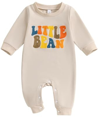 Geagodelia Little Bean Newborn Boy Baby Grow Long Sleeve Romper | Cotton Blend, Baby Boy Winter Clothes, Baby Coming Home Outfit, Baby Boy Gifts