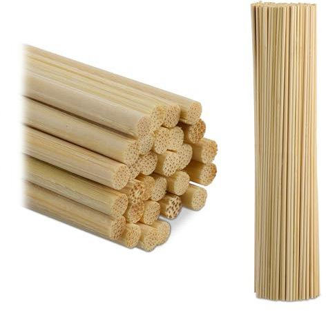 Relaxdays Cañas de Bambú Finas, Set de 500, 30 cm, Varillas Manualidades, Palitos Madera, Tutores Plantas, Natural, 30 x 0.3 x 0.3 cm