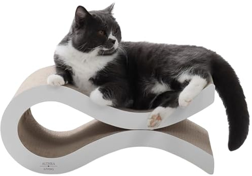 Rascador Ondulado para Gatos Marina con Base Antideslizante de Cartón Reciclado | Forma de Onda Ergonómica para Rascado y Descanso Interior | ALTHEA LIVING