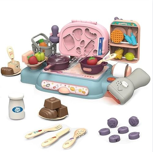 VBACALA Set de Pâte à Modeler pour Enfants, 65 Pièces Caisse de Supermarché de Pâte à Modeler, Accessoires de Pâte à Modeler avec 12 Boîtes de Pâte à Modeler, Cadeau d'anniversaire pour Enfants