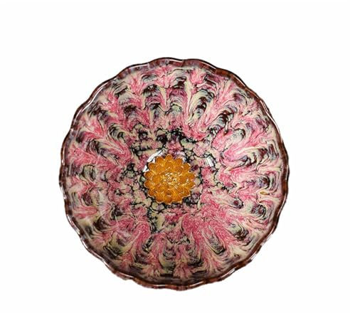 BESTORI Tazas de Té de Cerámica Sin Asa 2025 Taza de Té de Cerámica China Esmaltada A Mano con Caja Diseñada Rosa/Flor Dorada