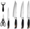 AURMOO Lot de 6 Ensembles de Couteaux de Cuisine, Couteaux de Cuisine Professionnel Set, Set Couteau Cuisine en Acier Inoxydable, Couteau à éplucher, Cuisine Ciseaux