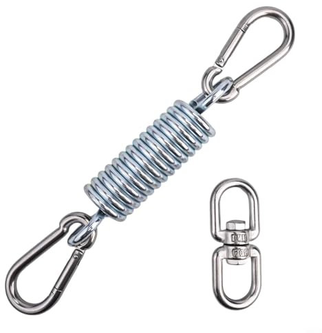 Honseadek Sedia a sospensione a molla, in acciaio inox, set di sospensioni con molla per sedia sospesa, sacco di sabbia, yoga, uso interno ed esterno