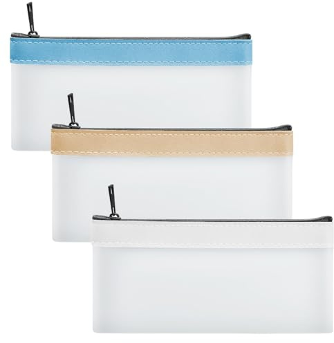 JEYORZY 3 Pezzi Astuccio Trasparente Per Matite Astuccio Trasparente Con Zip Con Cerniera Comoda Borsa di Stoccaggio Sacchetto Di Matita Capacità Astucci, Ideale per Scuola Ufficio e Studenti