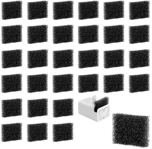 UOCAI 30 Pezzi Filtri Fontanella per Gatti, Filtro In Spugna per Fontana per Gatti per Erogatore Automatico di Acqua Potabile, Filtro Spugna Fontanella Nero 35 * 25 * 9mm