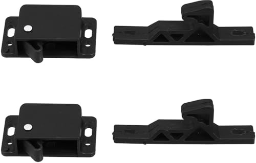 ULTECHNOVO Loquet de Porte D'armoire pour Camping-car Noir en Abs, Installation Facile sans Perçage, Kit 2 Pièces avec Vis et Adhésif Double-face, pour Bureau et Remorque