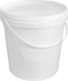 HELGUEFER - Cubo con Tapa 15L | Cubo Plastico Hermético con Asa | Apto para Guardar Alimentos | Almacenamiento de Sólidos y Líquidos | 29 diámetro x31,5 cm, Blanco