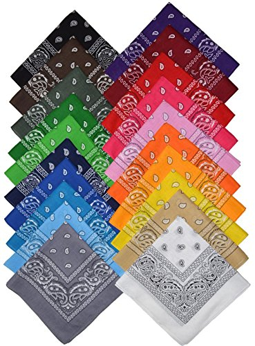 Sunzel Bandana Halstuch Bikertuch Nickituch Kopftuch Baumwolle Mundschutz Piratentuch 24er-Pack