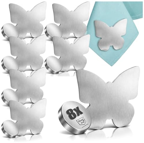 com-four® 8X Pesos Mantel magnéticos Acero Inoxidable - Pinzas Pesadas - Clips sujeción Mesa